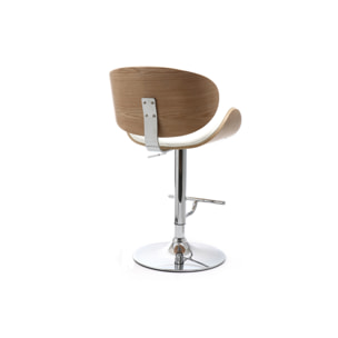 Tabouret de bar design blanc et bois clair WALNUT