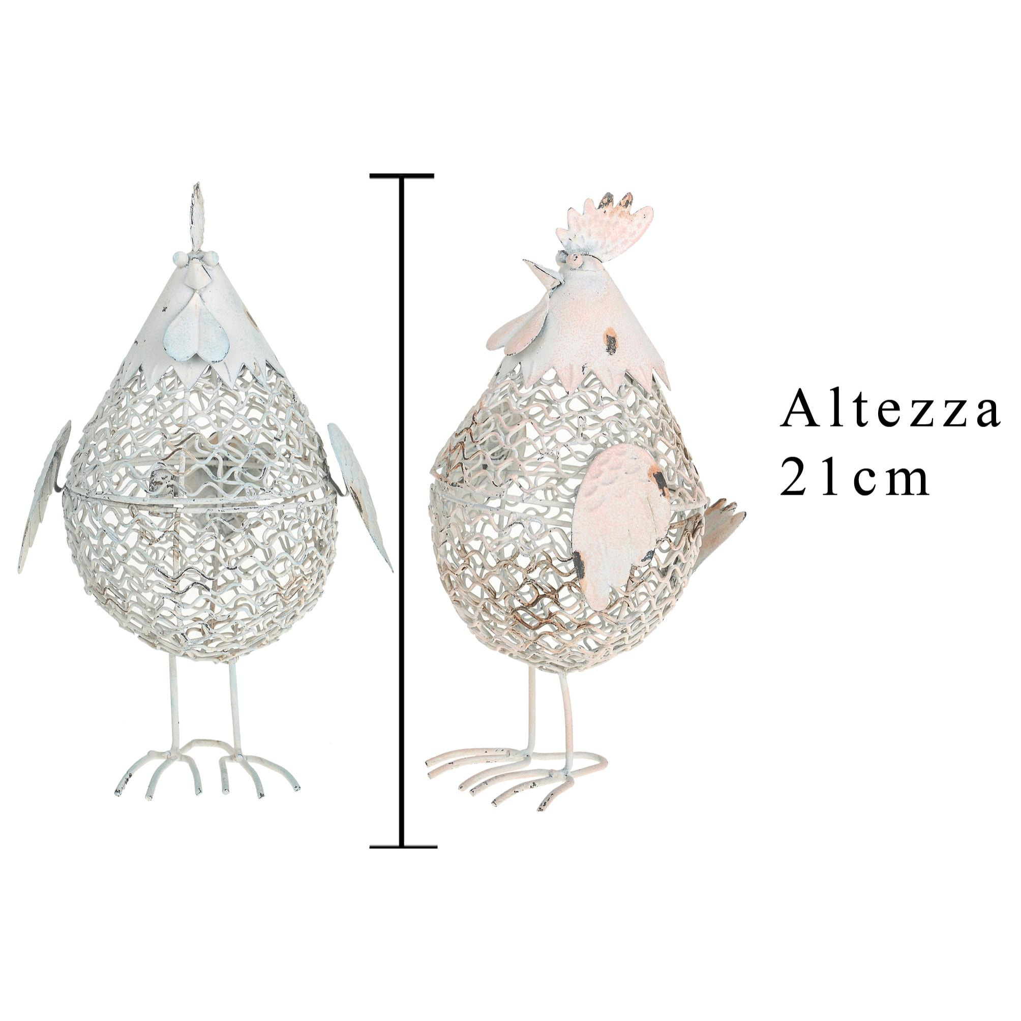 Contenitore In Rete A Forma Di Gallina. Altezza 21 Cm - Pezzi 3 - 11X21X10cm - Colore: Incolore - Bianchi Dino - Soggetti Pasquali, Conigli, Galline, Pecore Ecc