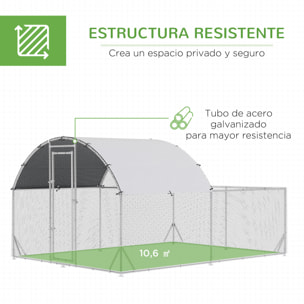 Gallinero Exterior Grande 380x280x195 cm Jaula para 10-12 Gallinas de Acero Galvanizado con 2 Pisos Cubierta de Tejado Puerta Corral para Pollos Conejos Patos Plata