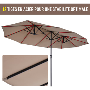 Grand parasol droit de jardin acier polyester