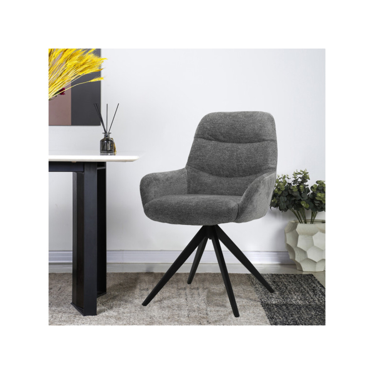 Chaise rotative 360 avec accoudoirs et pieds métal - 2 coloris - OSMAN
