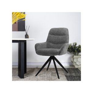 Chaise rotative 360 avec accoudoirs et pieds métal - 2 coloris - OSMAN