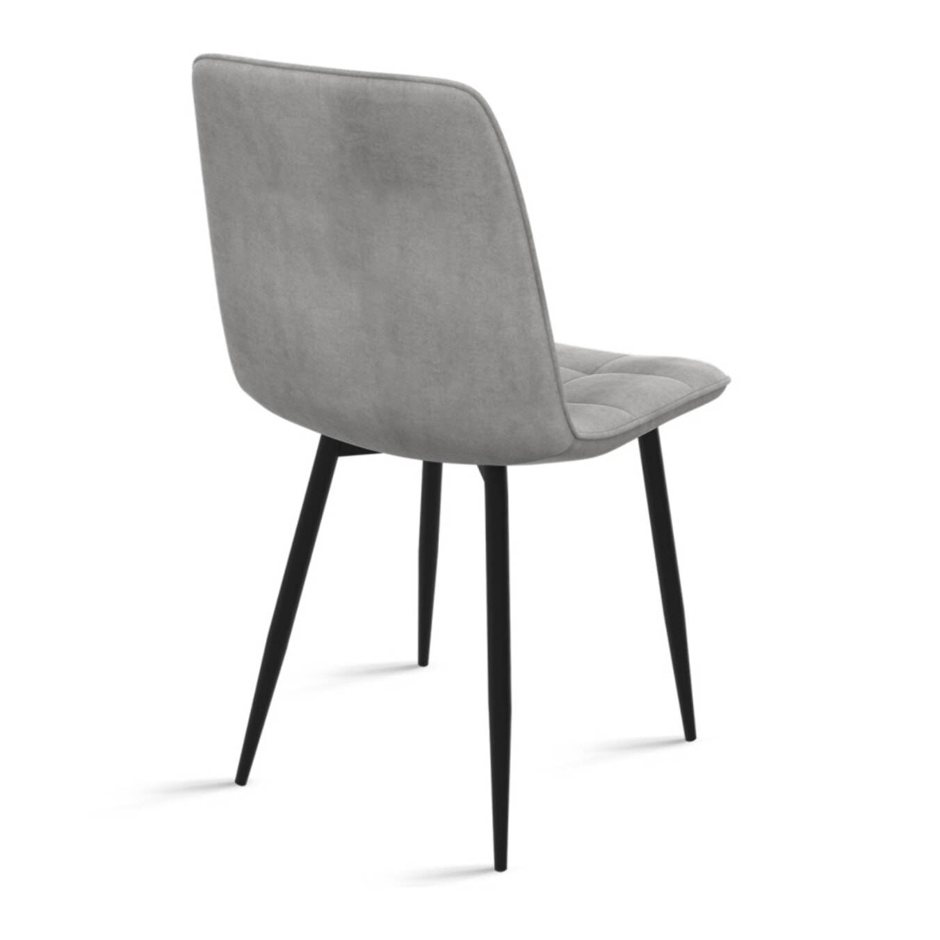 Chaises Linda velours gris clair pieds noirs - lot de 6