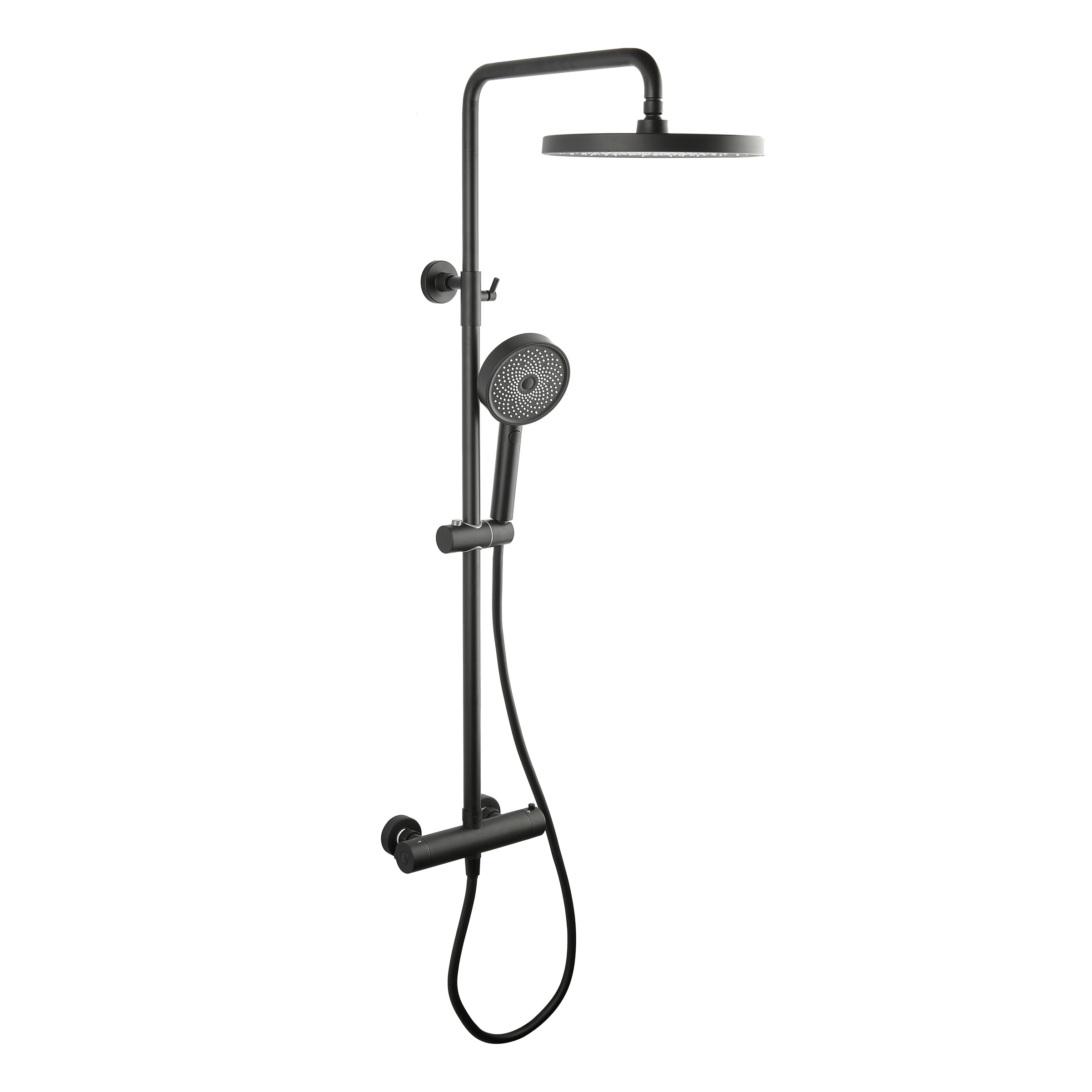 Colonne de douche XXL 250 avec mitigeur thermostatique, Douchette 3 jets, noir mat (SATSSTKEC)