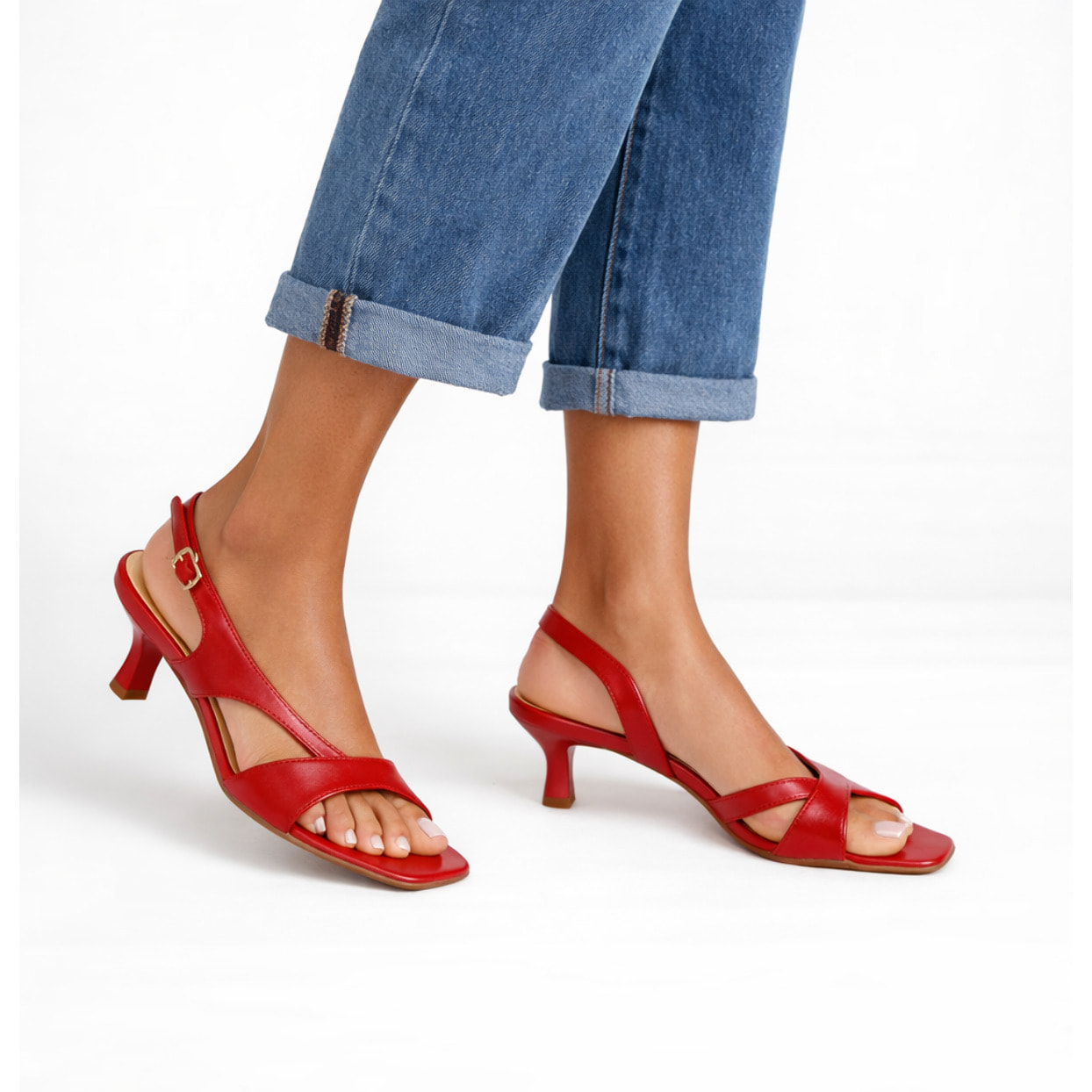 Sandali cinturino regolabile - tacco 6,0 cm