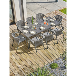 TIGUA - Ensemble repas jardin 8 places en Céramique - Gris anthracite