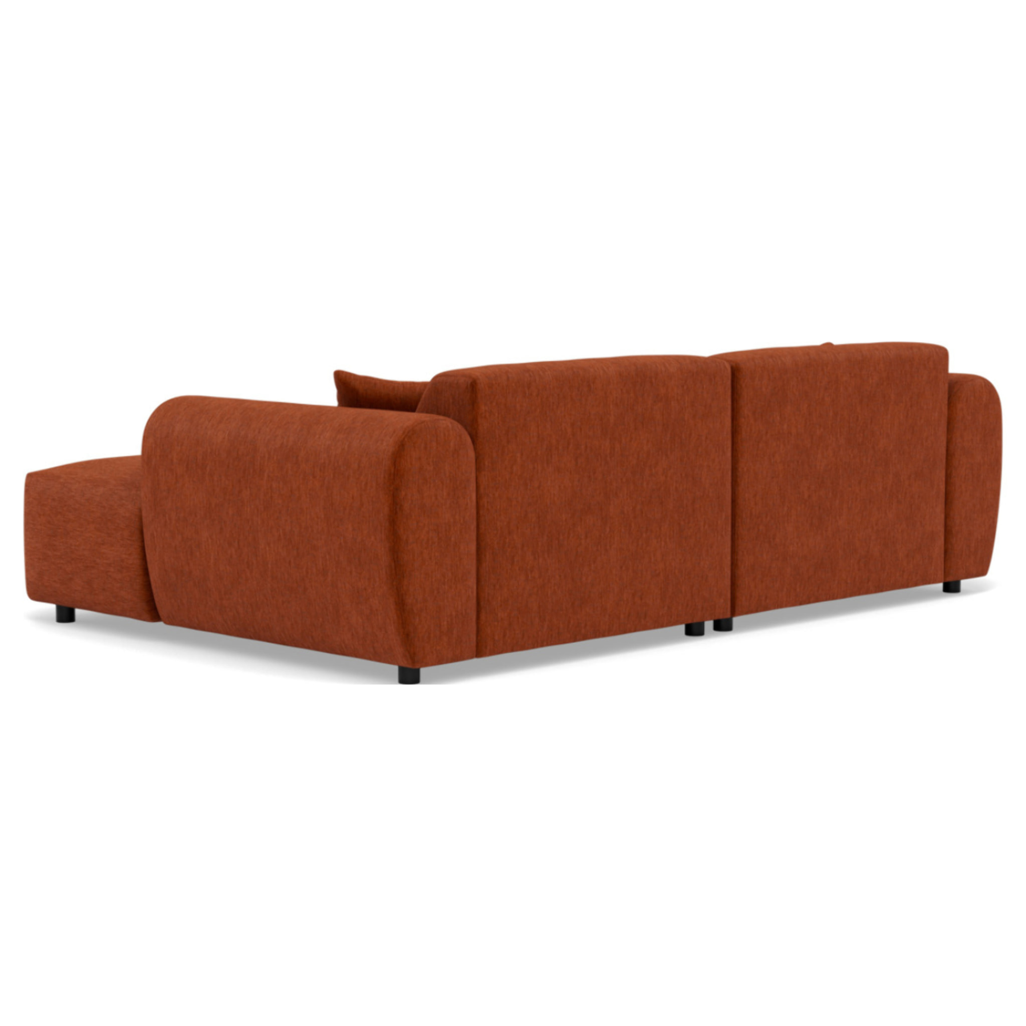 Aumance - canapé droit 4 places avec double méridienne assise profonde en velours texturé - Terracotta