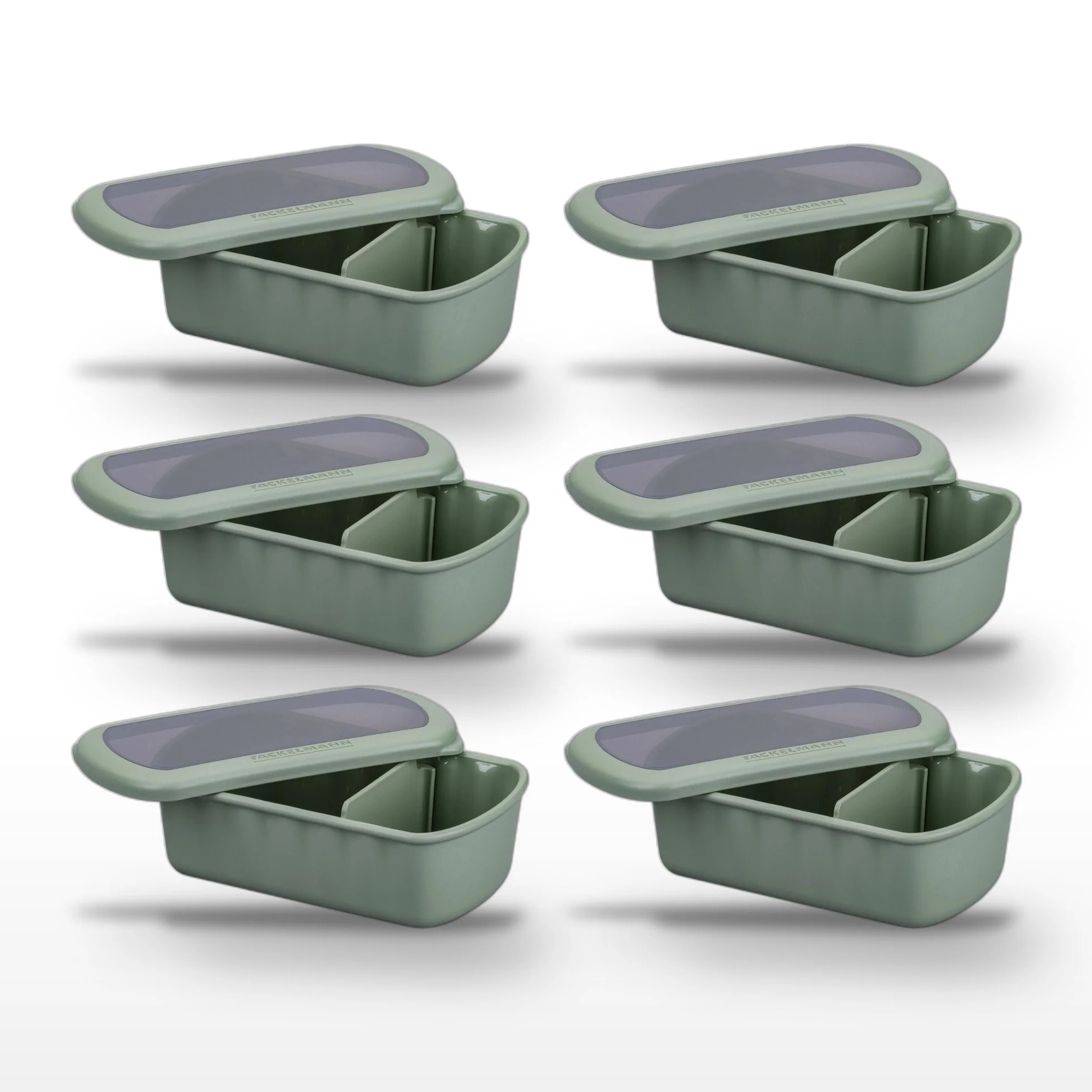 Lot de 6 Lunchbox Vertes à compartiment réglable 1L Fackelmann Storage