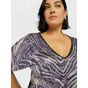 Fiorella Rubino - Camiseta con bordado integral de lentejuelas - Negro