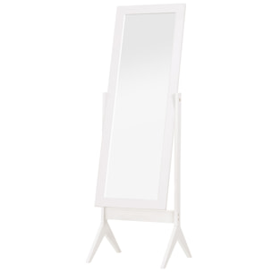 Espejo de Pie Maquillaje Reclinable Nórdico 47x46x148cm Blanco