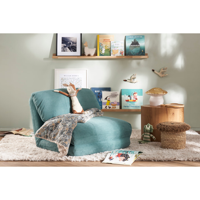 Chauffeuse 1 place convertible en tissu velours côtelé rose SPENCER