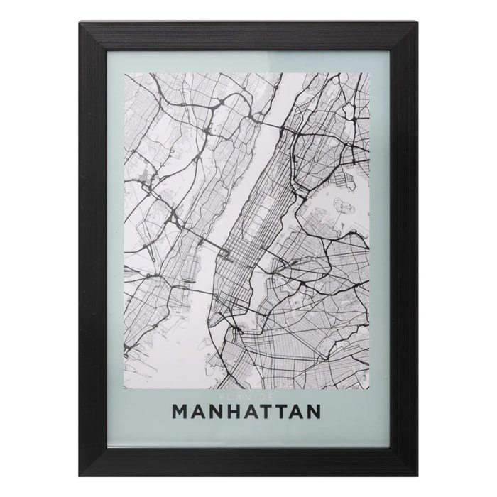 Affiche encadrée "Manhattan" 18x24cm vert clair