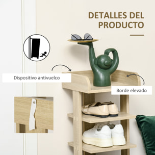 Zapatero Estrecho de 7 Niveles, Estantería de Zapatos, para 6 Pares de Zapatos, para Espacio Pequeño, Dormitorio y Pasillo, Roble