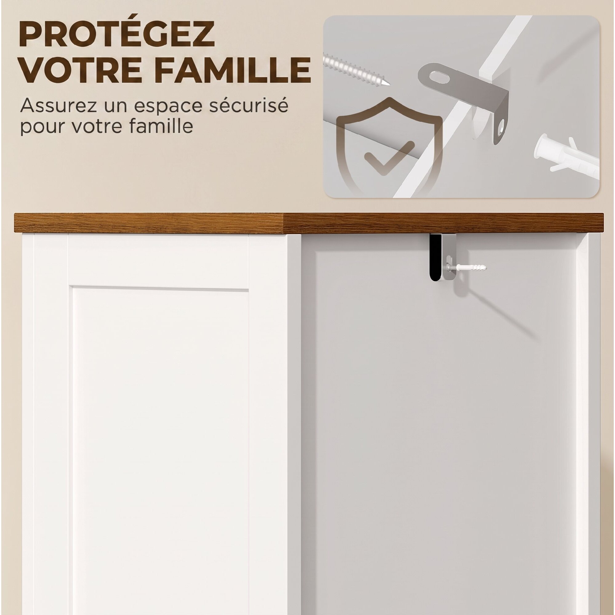 Meuble de salle de bain, meuble de rangement, 2 portes, tiroir, compartiment ouvert et étagères réglables, blanc