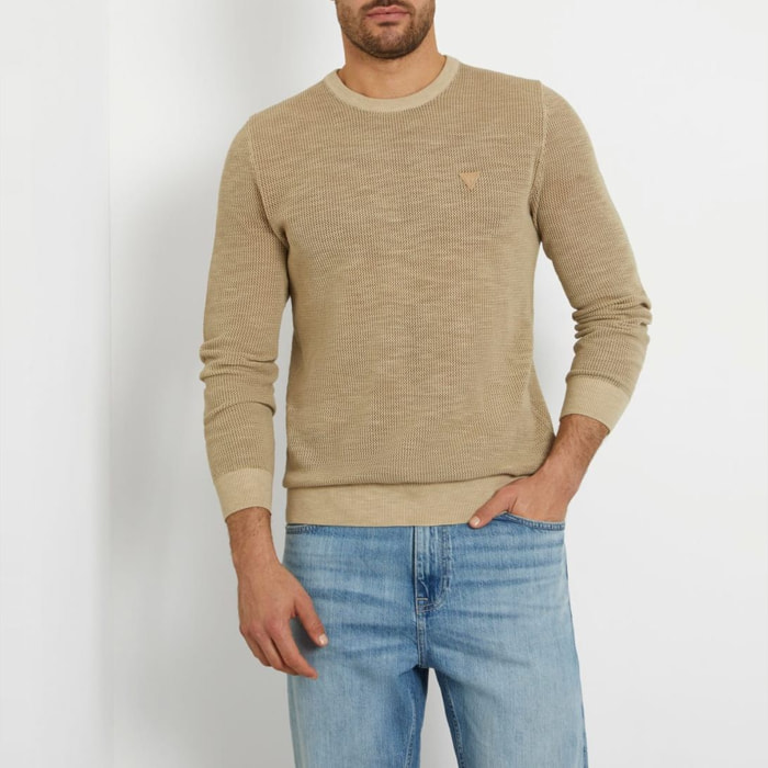 Pull Casey - 100% coton - logo - beige