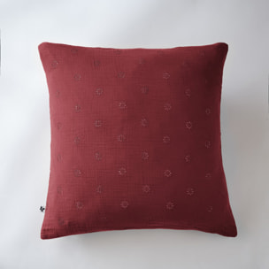 Taie d'oreiller Brodée Déco "Gaïa Boho" "Gaze de Coton" - Gaïa Boho Lie de vin