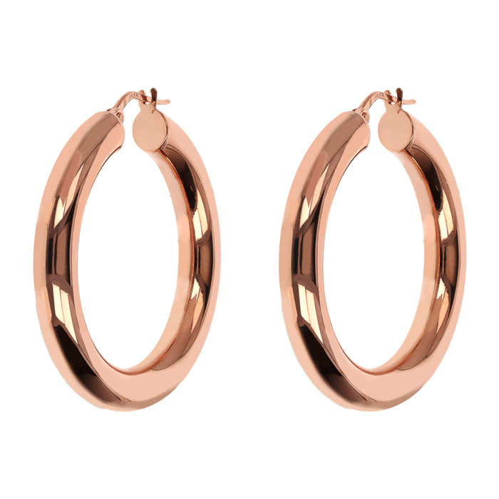 Orecchini a Cerchio Bombati placcati Oro Rosa 18Kt Diametro 3cm