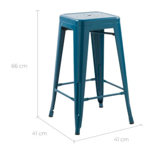 Lot de 2 tabourets pour îlot central 66 cm en métal bleu mat - Indus
