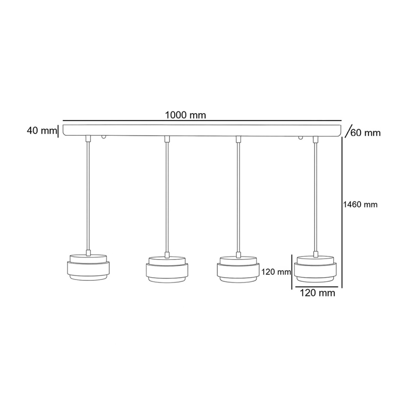 Luminaire design 4 suspensions en travertin et bois effet noyer TIVOLI