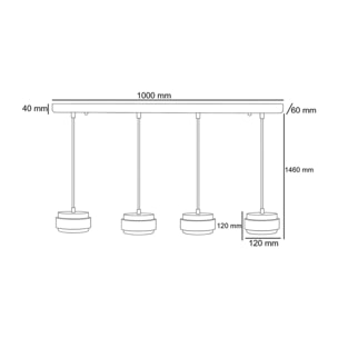 Luminaire design 4 suspensions en travertin et bois effet noyer TIVOLI