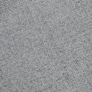 Fauteuil style art-déco dossier effet capitonné piètement incliné effilé métal noir extrémités dorées tissu gris