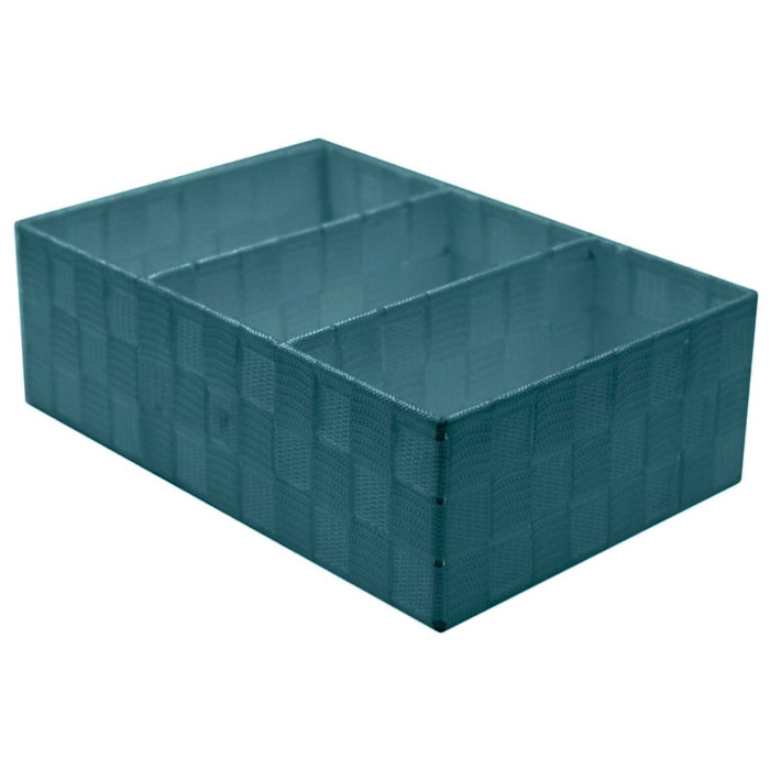 Cassetto in poliestere verde acqua 3 scomparti rettangolare cm31x21h10
