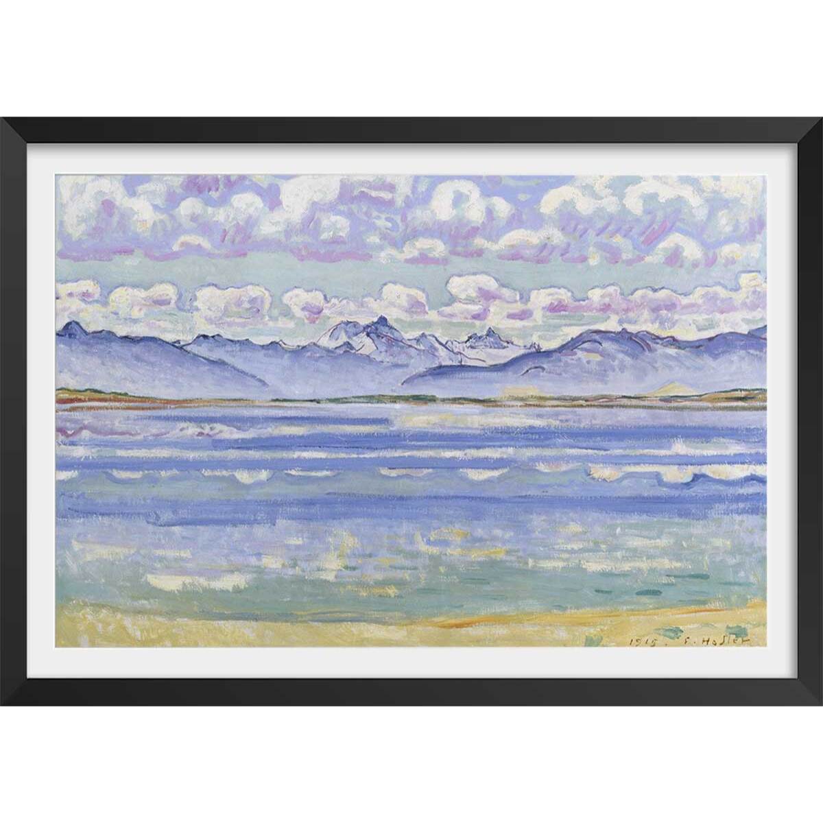 Poster Le Weisshorn vu du Montana - Ferdinad Hodler Affiche + cadre en bois - Noir