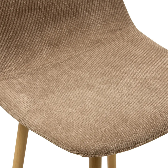 Chaise Haute de Bar Roka en Tissu Beige Foncé L42xP48xH93 cm
