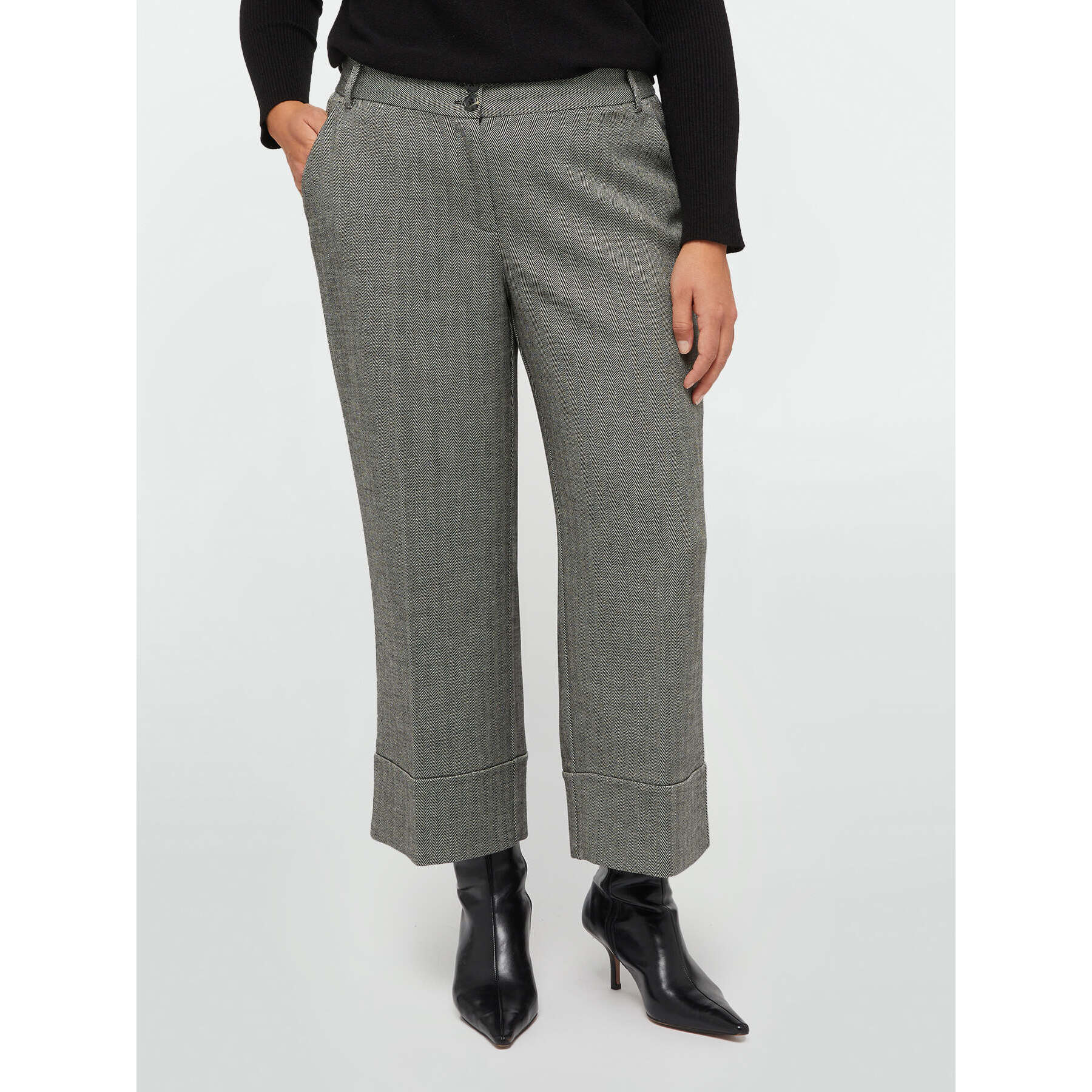 Fiorella Rubino - Pantalones cropped con estampado de espiga - Gris