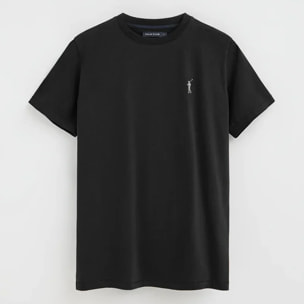 Camiseta negra de manga corta con logo engomado Rigby Go