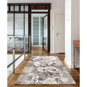 Tappeto Arredo Disegno Floreale Tortora