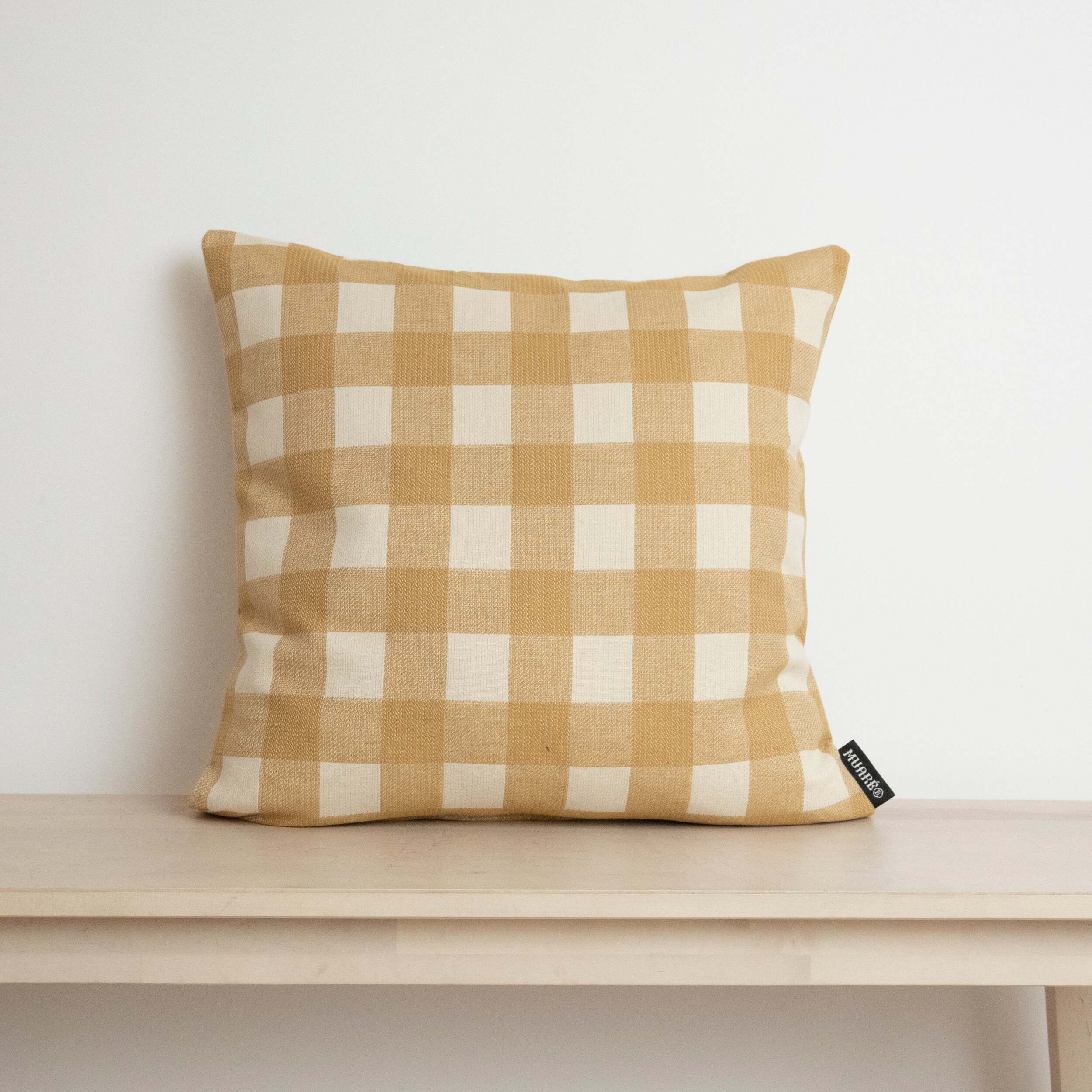 Housse de coussin jacquard 45x45 cm Vichy Moutarde