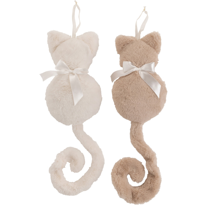 J-Line suspension Chat - peluche - ecru/beige - 2 pièces