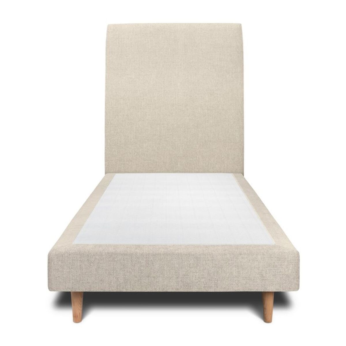 Lit avec tête de lit tapissée tissu et sommier tapissier ep14