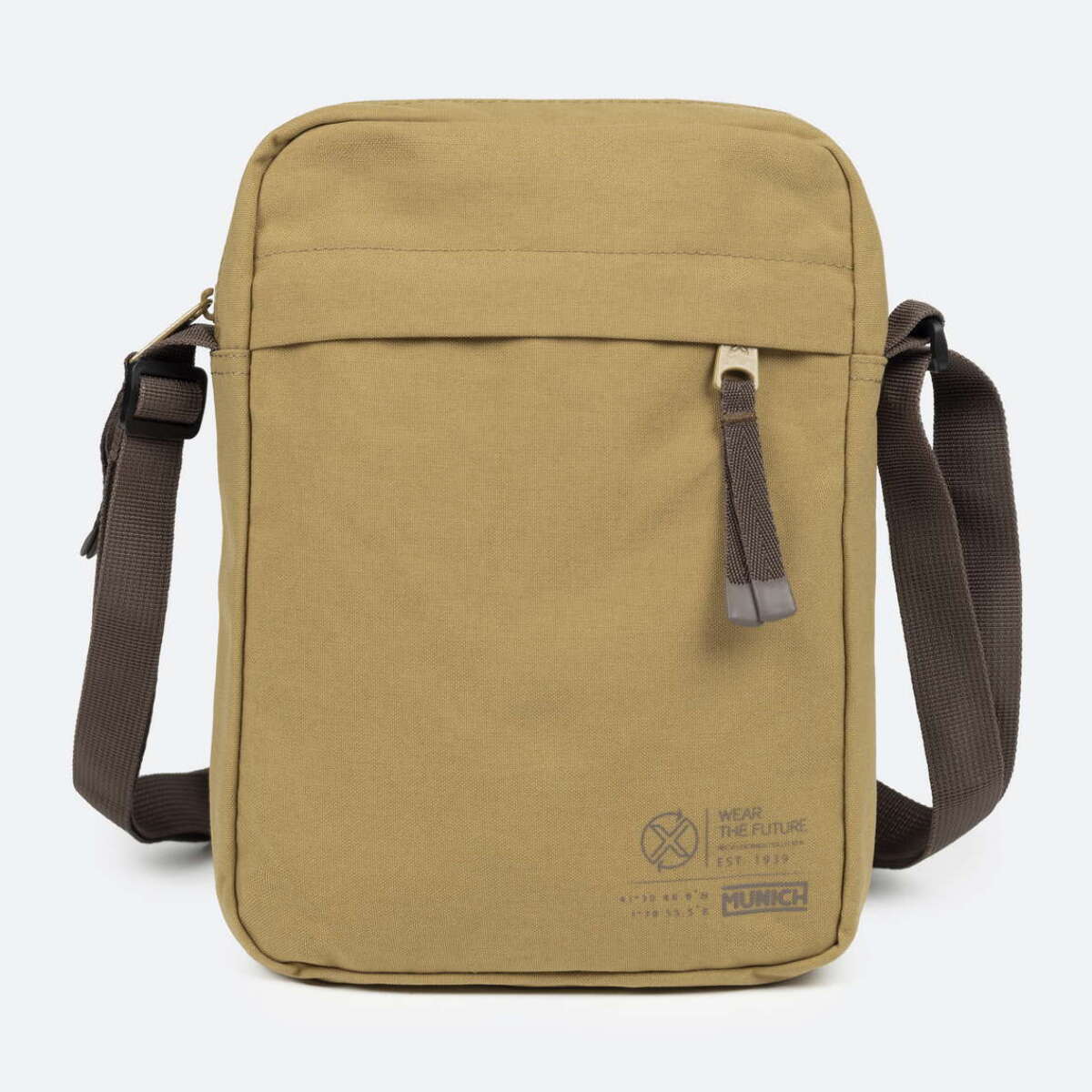 Bandolera Grande Sostenible de Poliéster Reciclado Mostaza .TECA RECYCLED. CROSSBODY LARGE.