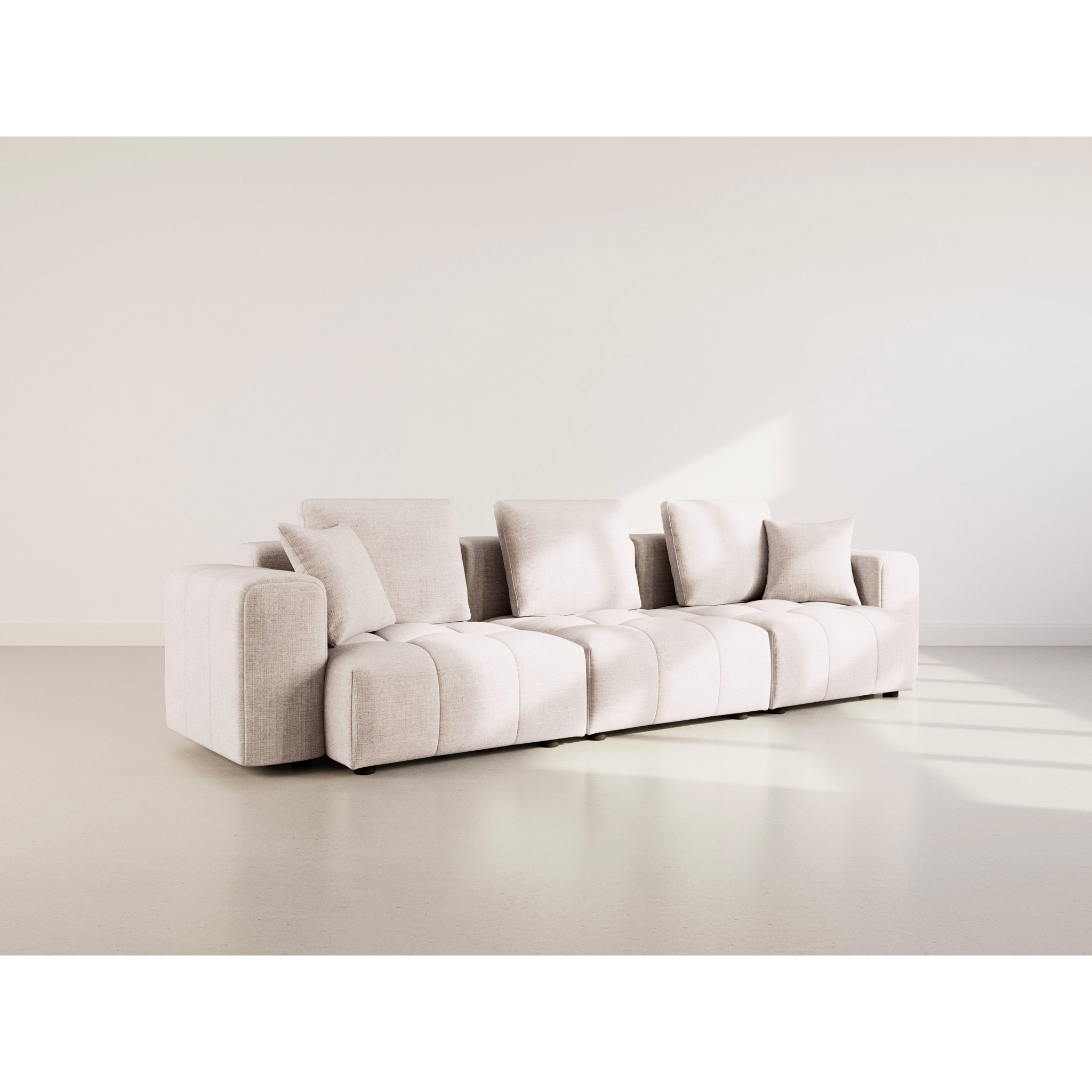 Colette - Canapé modulable 3 places en velours texturé - Beige