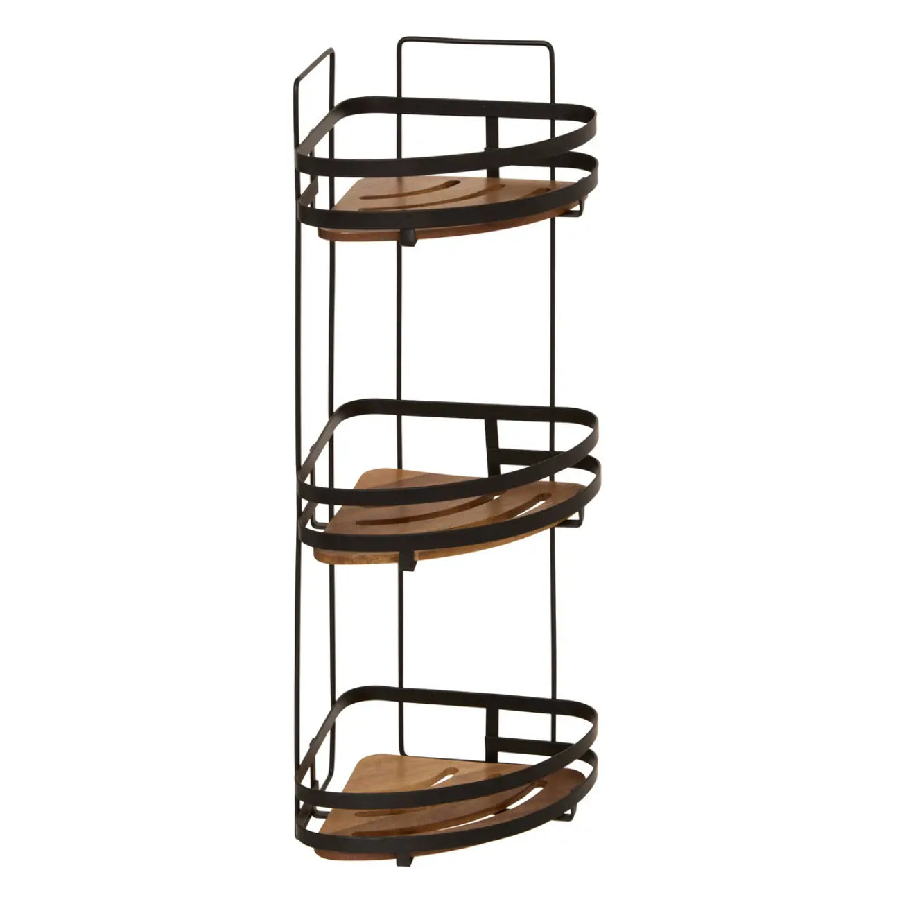 Étagère de douche d'angle "Blackacia" 3 niveaux en acacia