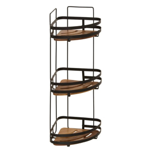Étagère de douche d'angle "Blackacia" 3 niveaux en acacia