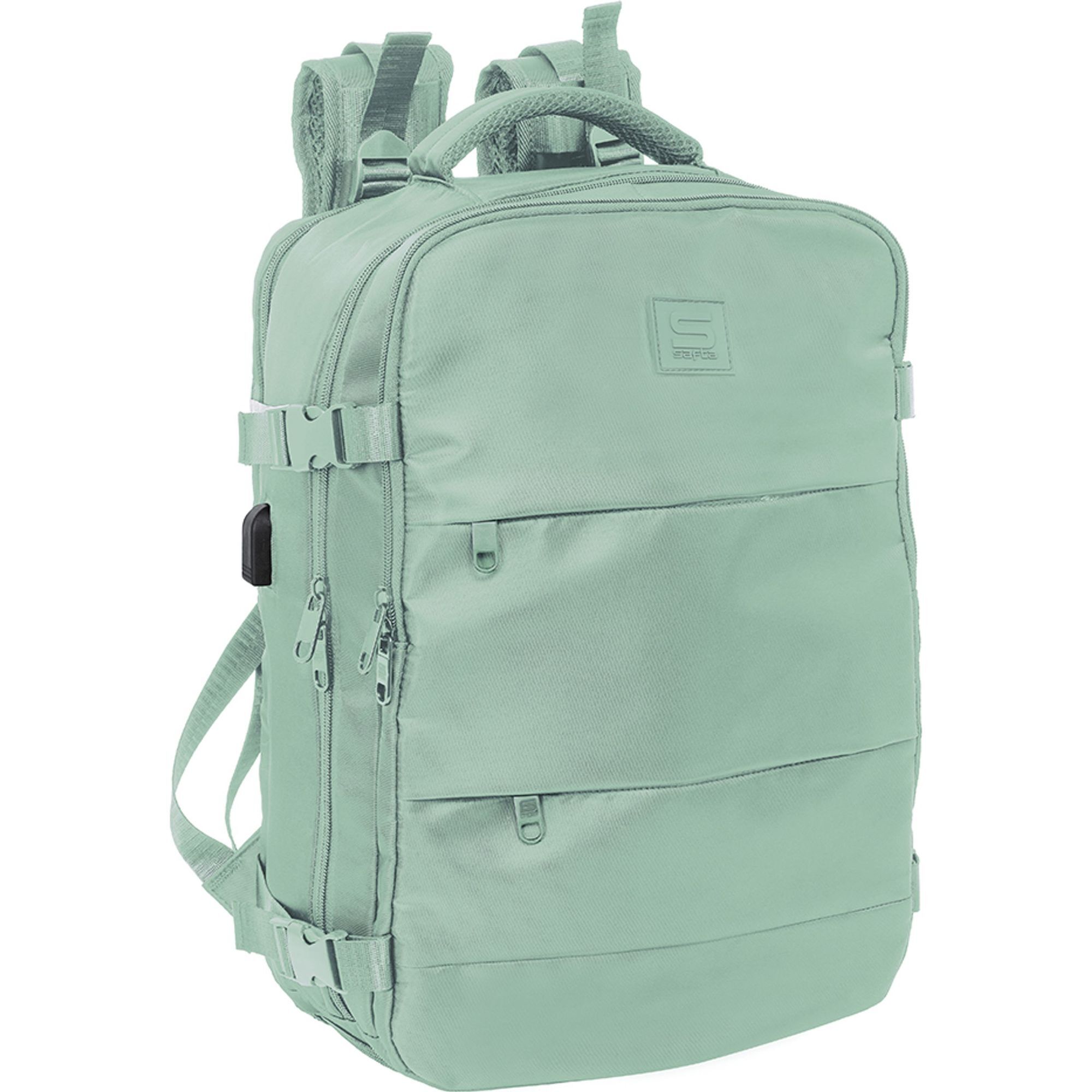 Mochila viaje cabina portatil 15,6 safta "verde pastel"