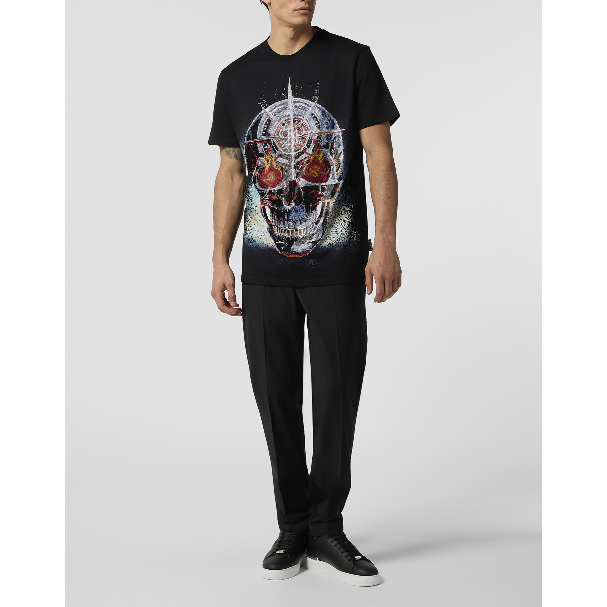 PHILIPP PLEIN Camiseta de cuello redondo y manga corta SKULL