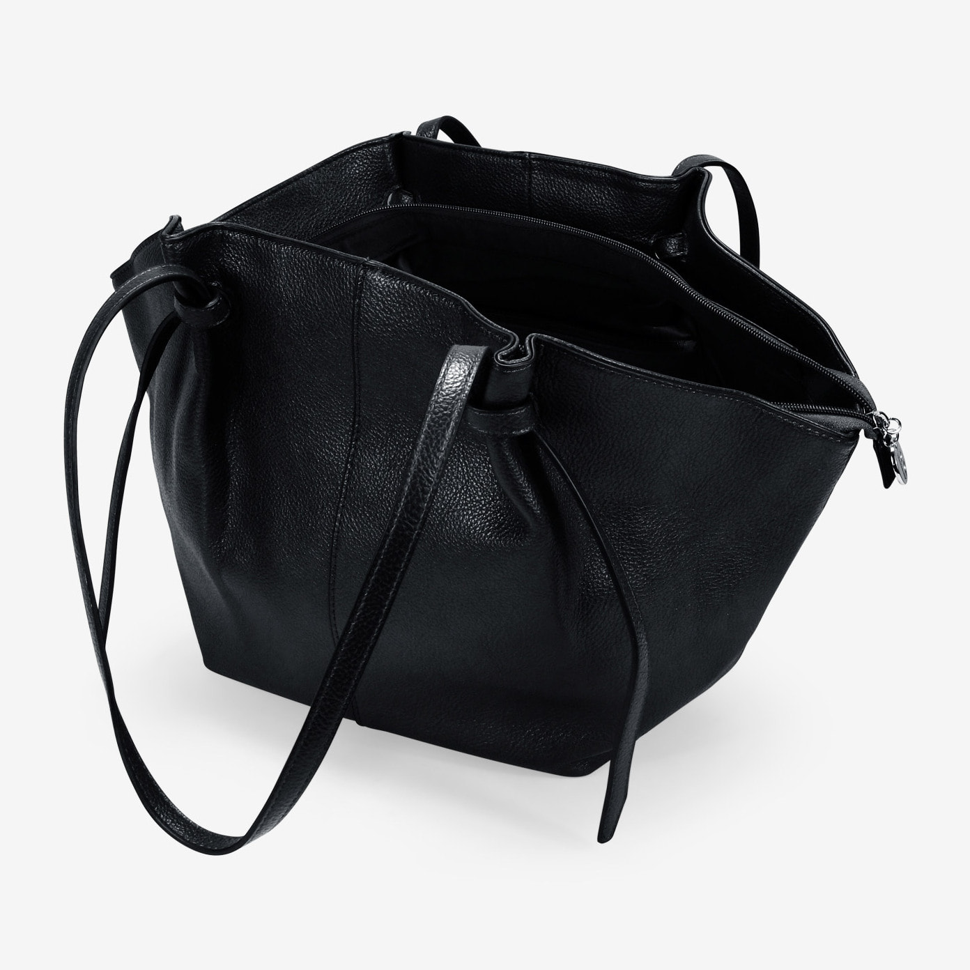 Bolso de hombro negro con cremallera