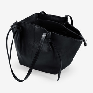 Bolso de hombro negro con cremallera