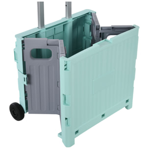 Carrito de la Compra Plegable Carrito para Supermercado con 2 Ruedas Longitud de Mango Ajustable Capacidad 32 Litros para Oficina Escuela Hogar 41,5x32,5x85 cm Verde