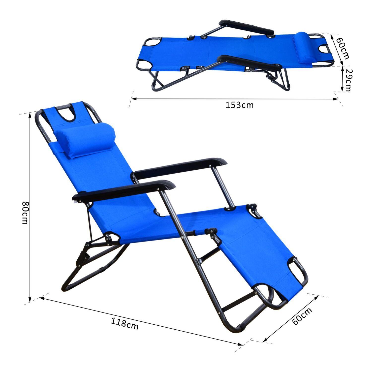 Tumbona Plegable de Tela Oxford y Acero 153x60x29cm Azul