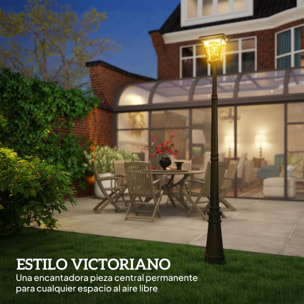 Farola Solar Exterior Luz Solar Exterior Jardín de Aluminio y Vidrio con Panel Solar Luces LED Encendido y Apagado Automático Sensor de Movimiento Impermeable IP44 para Terraza 26x24x220 cm