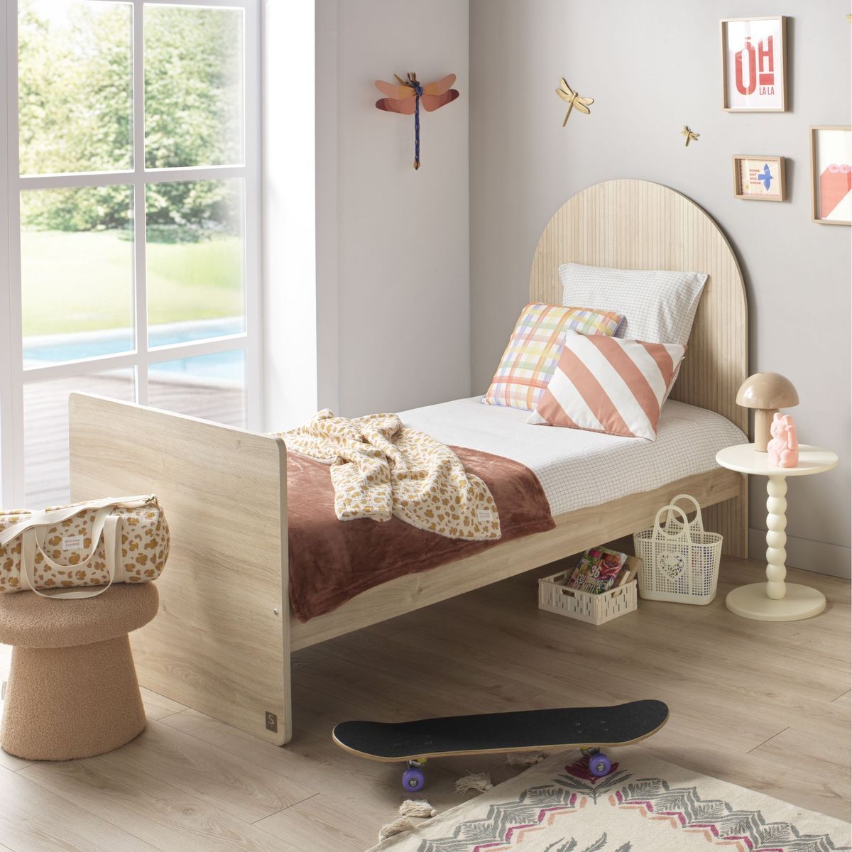 Pack chambre bébé évolutif – lit bébé 120x60 transformable en 90x190 + commode à langer évolutive en bureau