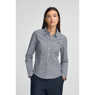 Camisa de cuadros vichy azul marino con logo Rigby Go