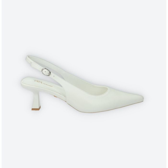 Décolleté sling back Donna Tata Italia Bianco