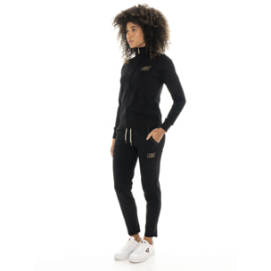 Tuta da donna in cotone non garzato con colletto e zip Leone Chic Gold