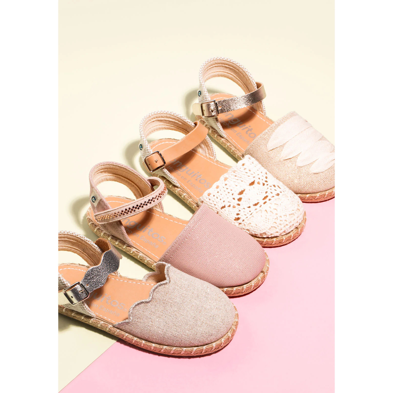 Espadrillas da bambina con onde color argento metallizzato